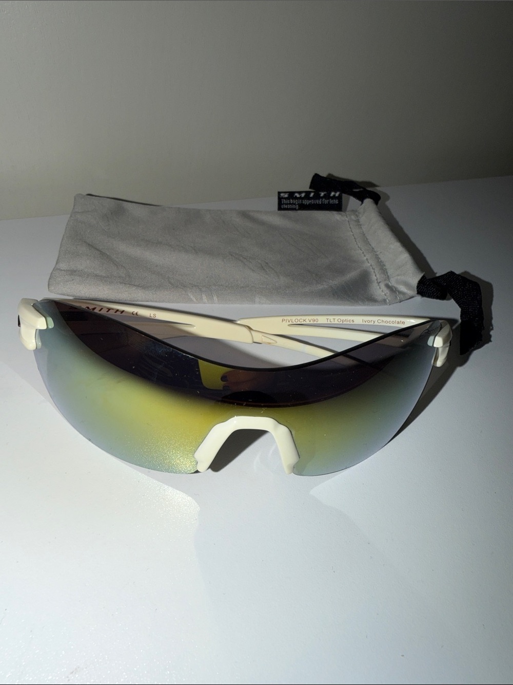 Smith Pivlock V90 Ivory Chocolate Sport Sunglasses Shield Wrap TLT Optics